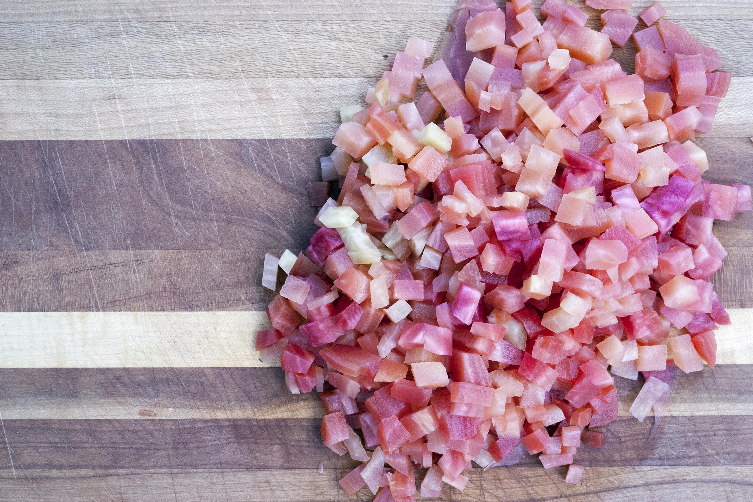 Chioggia, or Candy Stripe, Beets - Roasted and Diced. www.lifeaswecookit.com