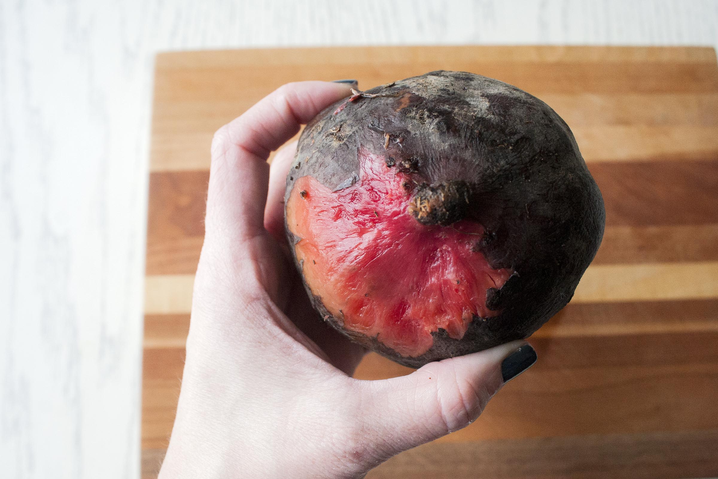 Chioggia, or Candy Stripe, Beets - Roasted and Partially Peeled. www.lifeaswecookit.com