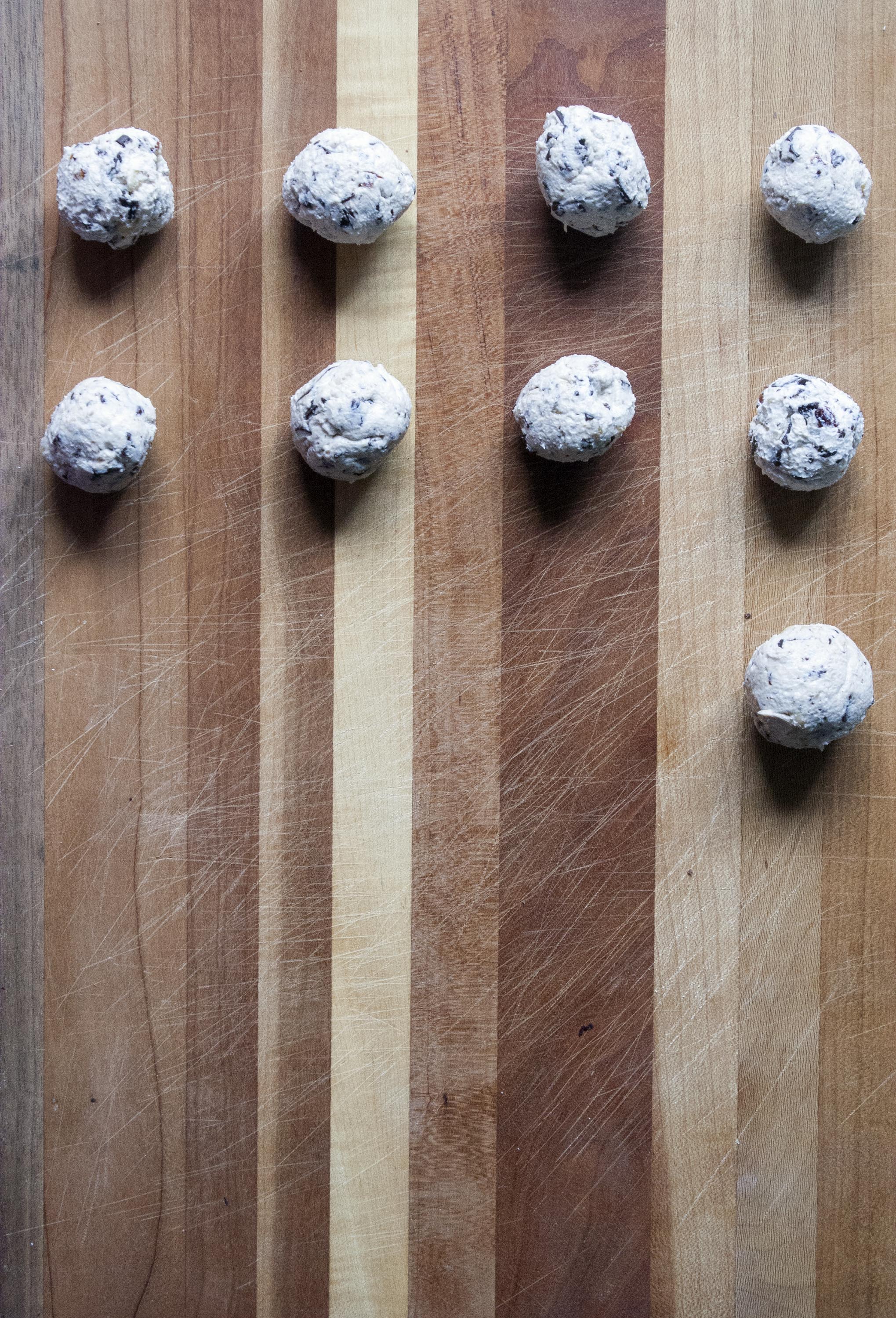 Chocolate Hazelnut Goat Cheese Truffles, rolled, but not yet coated. www.lifeaswecookit.com