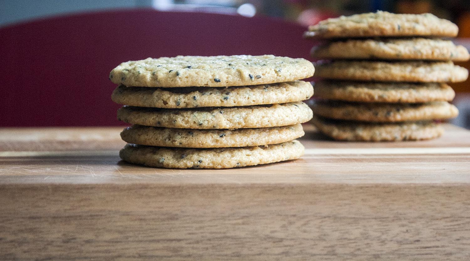 Chewy Triple Sesame Cookies, Stacked. www.lifeaswecookit.com