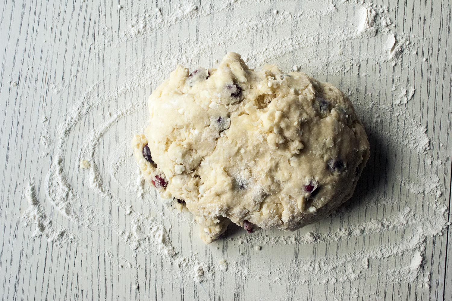 Cranberry Feta Scone dough on a lightly floured surface. www.lifeaswecookit.com