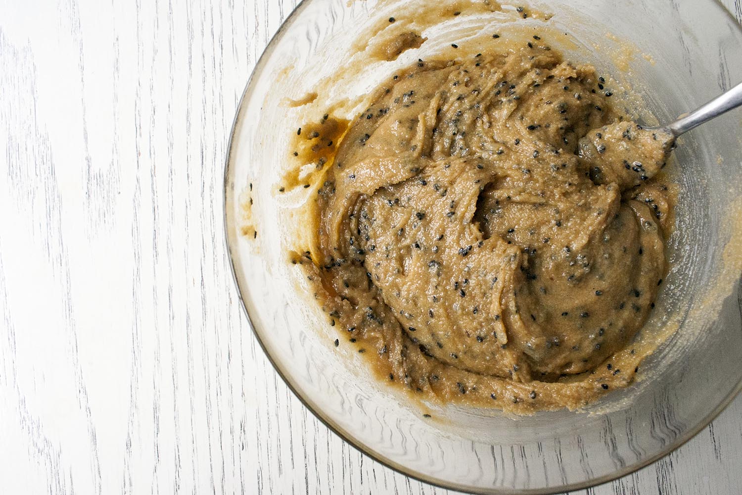 Dough stirred together for Triple Sesame Cookies. www.lifeaswecookit.com 