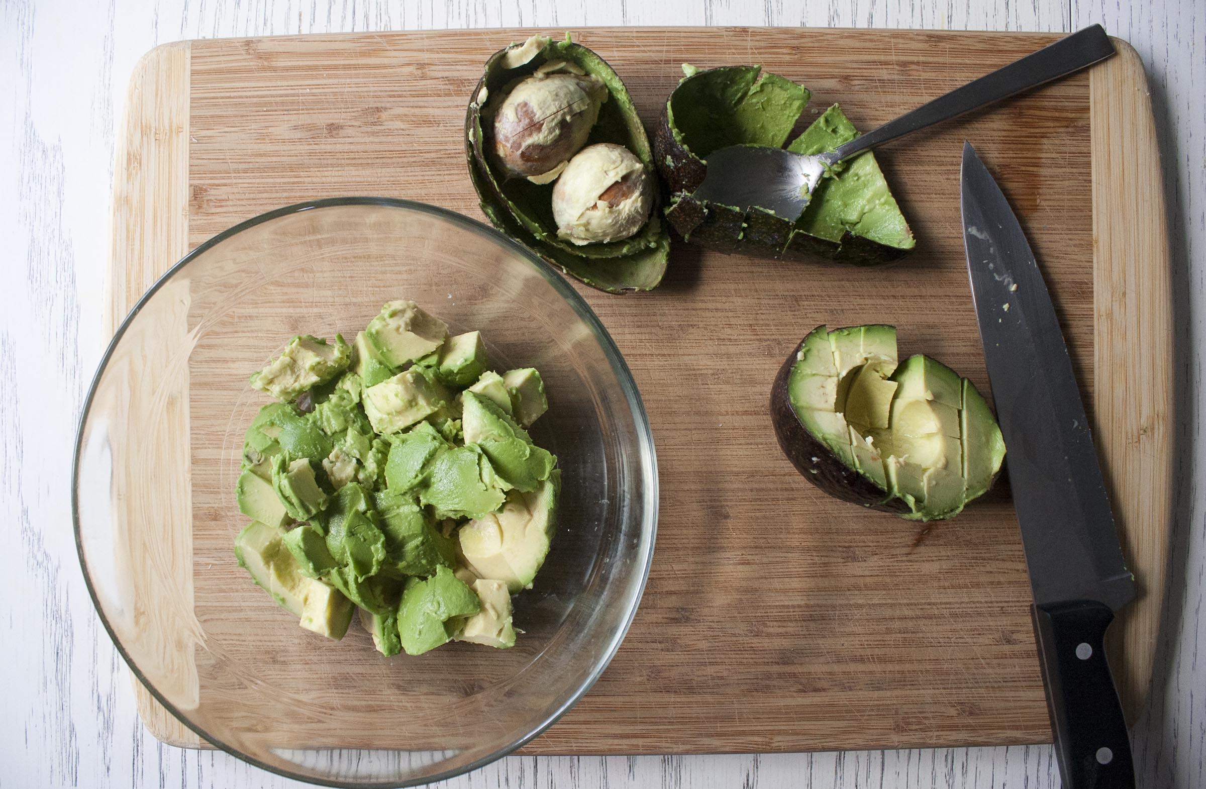 Cubed Avocado for Furikake Guacamole. www.lifeaswecookit.com