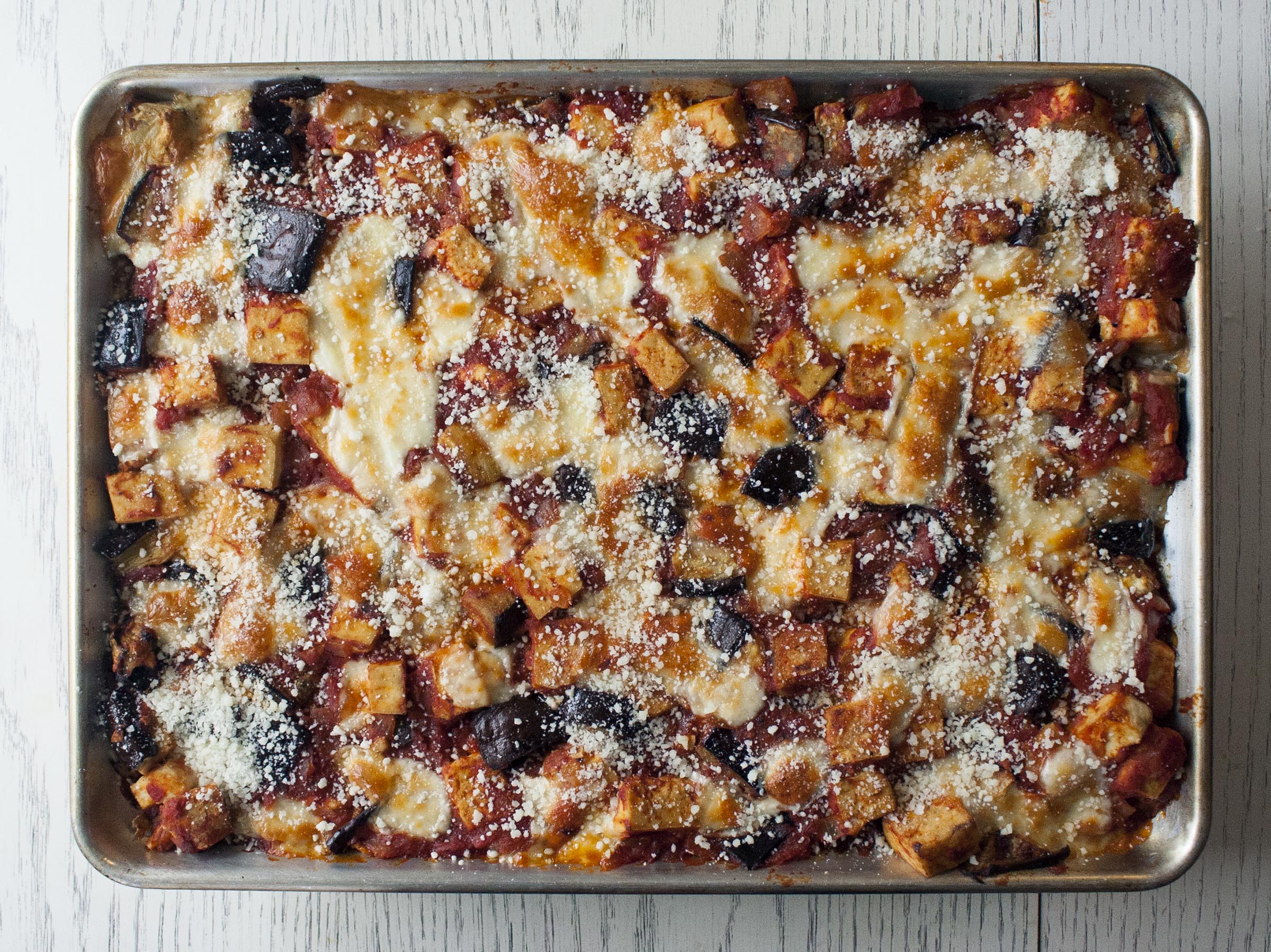 Baked Lemony Eggplant and Tofu Sheet Pan Roast. www.lifeaswecookit.com