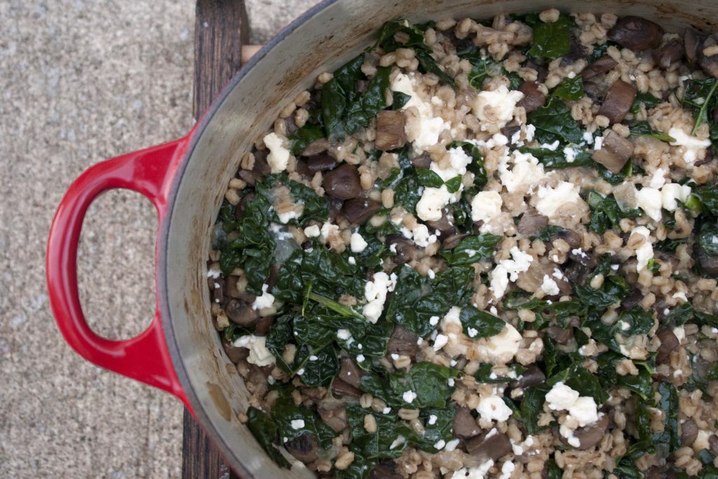 Kale & Mushroom Baked Barley Risotto