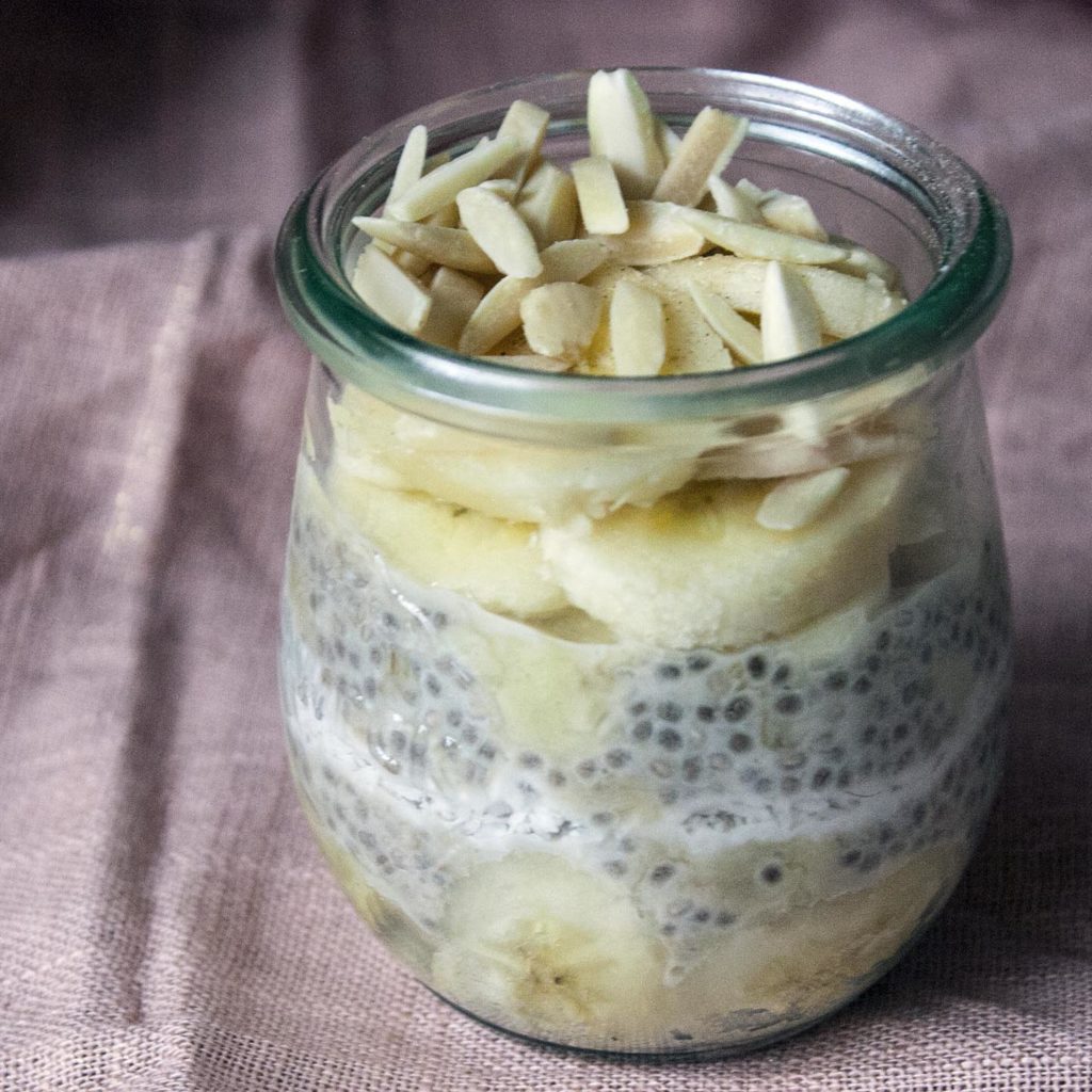 Banana Cardamom Chia Pudding with Homemade Coconut Milk