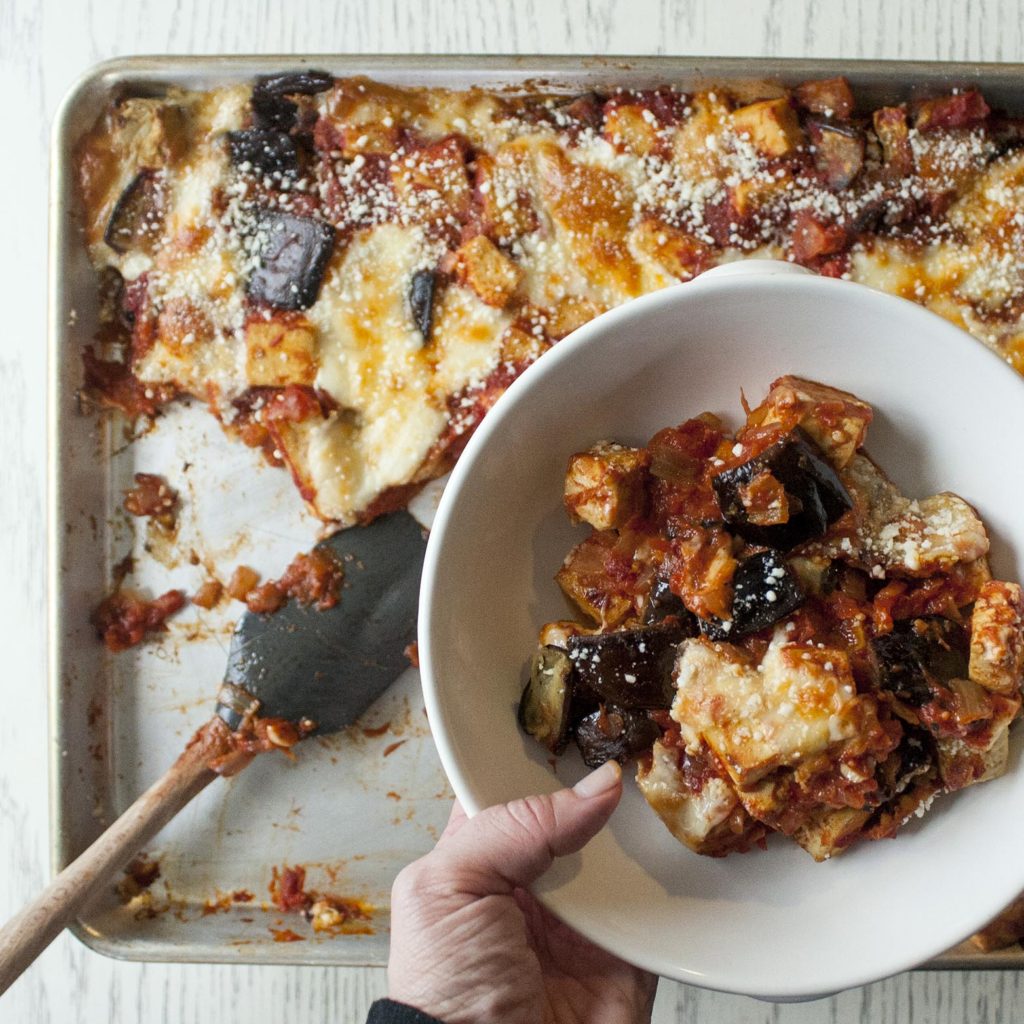 Lemony Eggplant and Tofu Sheet Pan Roast